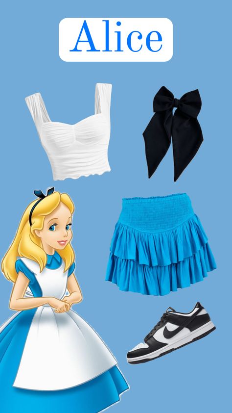 Alice in Wonderland inspired outfit!🕰️🐰💙 What character should I do next? #fyp #f4f #l4l #disney #alicenwonderland Disney Vacation Outfits, Disney Princess Inspired Outfits, Alice In Wonderland Outfit, Disney Character Outfits, Disney Bound Outfits Casual, Disney Characters Costumes, Disney Trip Outfits, Disney Outfits Women, Princess Inspired Outfits