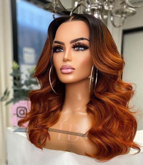 Transform your hair color this fall! Our exclusive Fall Hair Color Collection has the perfect shade for every personality and skin tone.… | Instagram Black And Auburn Hair, Fall Wigs For Black Women, Fall Hair Color Black Women, Ginger And Brown Hair, Wig Colors Black Women, Fall Wigs, Auburn Hairstyles, Pretty Wigs, Interview Hairstyles