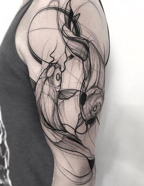 50 Fish Tattoo Designs To Find Your Strength And Courage This Year Tattoos Masculinas, Tato Ikan Koi, Koi Tattoo Design, Sketch Style Tattoos, Yin Yang Tattoos, Pisces Tattoos, Forearm Tattoo Design, Ocean Tattoos, Koi Tattoo