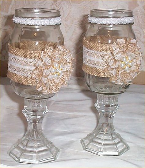 This would make A great Gift Or buy it for yourself, His and Hers Mason Jars, Mr and Mrs wedding jar sets These two beautiful burlap and mason jars would be perfect at the wedding table or as a centerpiece.   they are pint mason jars Wedding Centerpieces Diy Mason Jars, Glass Jar Decor, Mason Jar Vases Wedding, Wedding Jars, Wedding Centerpieces Mason Jars, Burlap Mason Jars, Wedding Burlap, Glassware Crafts, Mason Jar Vases