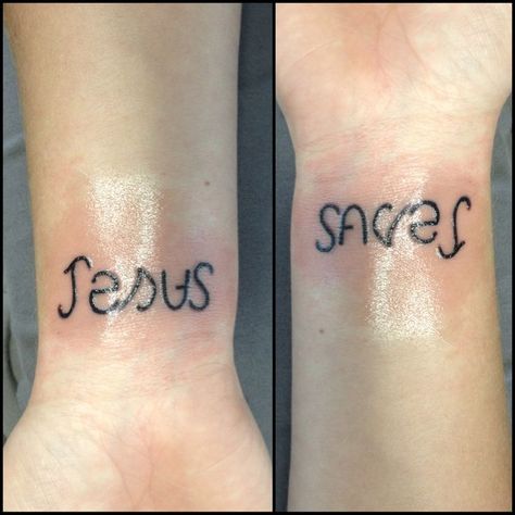 Jesus Saves Tattoo, Ambigram Tattoo, Saved Tattoo, Tattoo Pictures, Jesus Tattoo, Psalm 121, 4 Tattoo, Religious Tattoos, Inspiration Tattoos