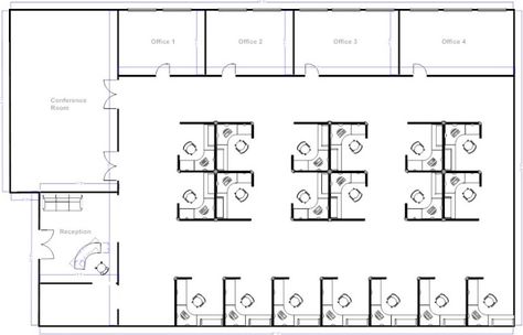 What Cubicle Layout is Best for Your Business? | UsedCubicles.com Small Office Layout, Office Building Plans, Open Office Layout, Office Layout Plan, Office Space Planning, Cubicle Office, Office Layout Ideas, Cubicle Design, Home Office Layouts