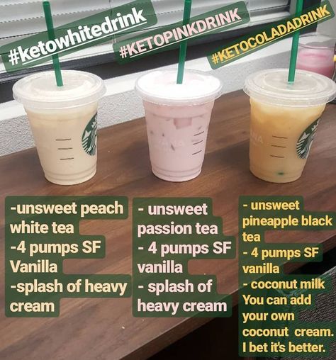 Low Carb Starbucks Drinks, Resep Starbuck, Types Of Drinks, Low Carb Starbucks, Macro Counting, Keto Cereal, Healthy Starbucks Drinks, Keto Drinks, Starbucks Secret Menu Drinks