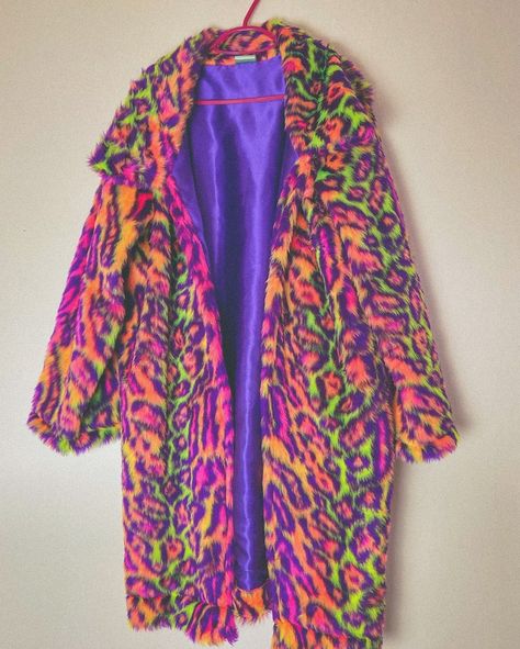 Weirdcore Outfits, Festival Coats, Rainbow Leopard Print, Festival Jacket, Leopard Jacket, Rainbow Leopard, Crazy Outfits, Slow Fashion Brands, Animal Print Fashion