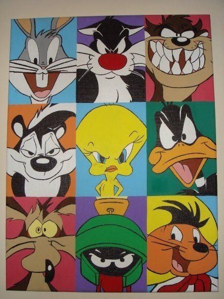 Looney Toons canvas Daffy Duck Painting Canvas, Looney Toons Drawings, Looney Toons Painting, Marvin The Martian Drawing, Looney Tunes Painting, Tweety Wallpapers, Posca Art Doodle, Looney Tunes Bebes, Sylvester The Cat