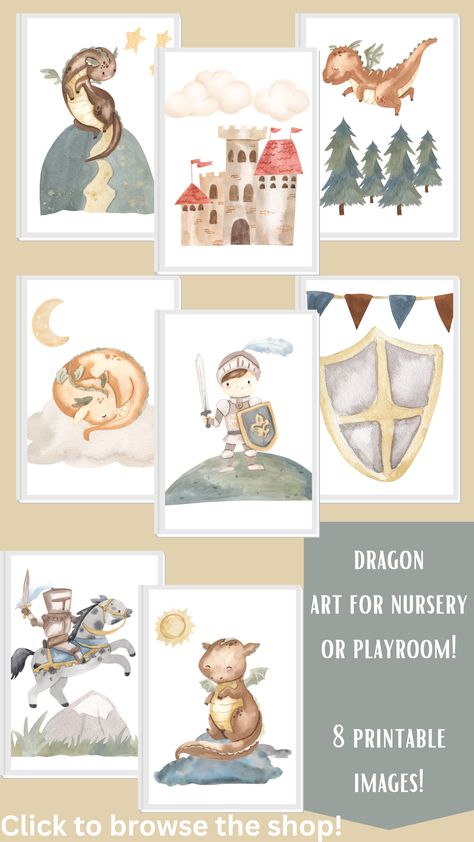 Fairytail Nursery Theme, Fairytale Nursery Theme, Nursery Fairytale, Fairy Tale Nursery, Chocolate Table, Woodland Baby Nursery, Dragon Baby Shower, Dragon Nursery, Dragon Wall Art