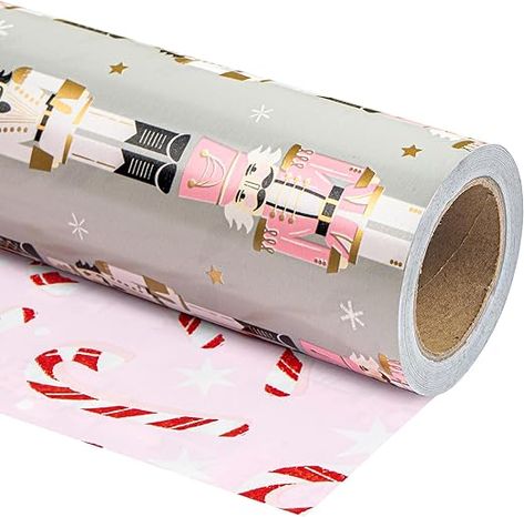 This is the freaking cutest wrapping paper and I use it on my family. With the double side it creates such a cute flow of gifts! White Nutcracker, Pink Wrapping Paper, Wrapping Paper Christmas, Pink Christmas Tree, Holiday Gift Wrap, Christmas Gift Bags, Christmas Minis, Nutcracker Christmas, Christmas Wrapping Paper