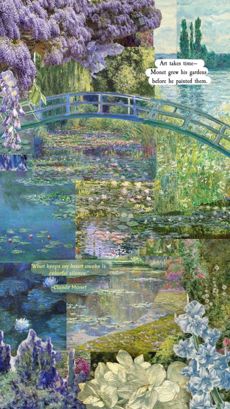 Collage of art #collageart #vintage #art #wallpaper #monet #painting #landscape #aesthetic Claude Monet Paintings Aesthetic, Classical Painting Aesthetic Wallpaper, Art Ipad Wallpaper Aesthetic, Monet Phone Wallpaper, Claude Monet Aesthetic Wallpaper, Claude Monet Inspired Art, Claude Monet Moodboard, Claude Monet Collage, Phone Wallpaper Collage Aesthetic