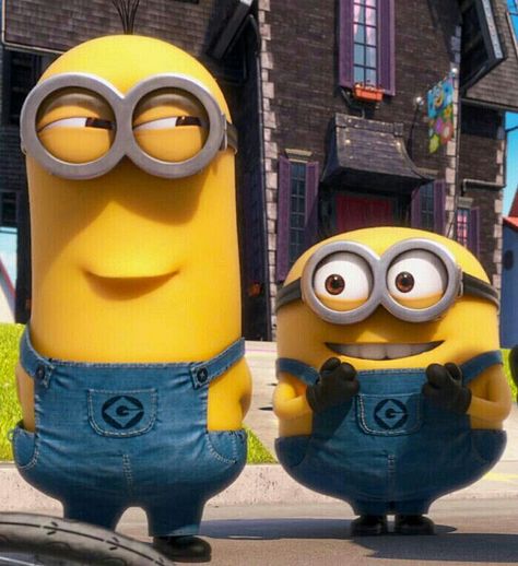 Hahaha. Looks like me and my sister when planning something we haven't talked about but have communicated in our minds. I'm the short one. Lol 3 Minions, Minions 2, Minions Images, Minion Mayhem, Minions 1, Despicable Minions, Minions Bob, Minion 2, Funny Minion Pictures