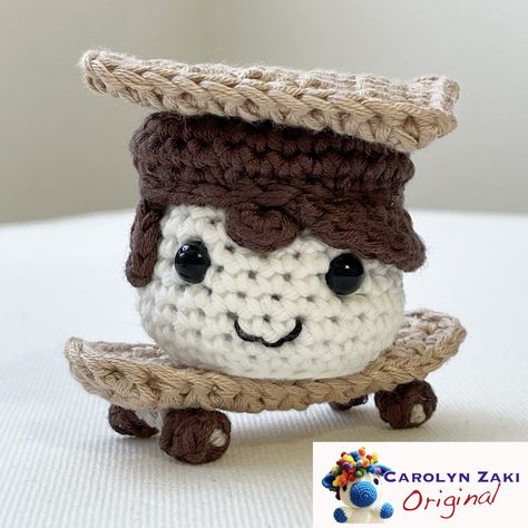 Crochet S'more Skater kid and the S'more Skater Kid Play Set crochet plushie, easy amigurumi tutorial.   Such cute little guys, with a melting chocolate cap, cheerful faces, crackers and a cracker skateboard - they're all set to go! Love crochet, S'mores and Skateboarding? Then you will love this adorable crochet PDF instant download pattern for a Crochet S'more Skater kid. Easy step by step instructions  Recommended for most crochet levels.  U.S. terms  English instructions This is a fun project for school crochet clubs and crochet groups. Try making s'more kids in different colours and yarn sizes. Putting the s'more together will make you smile. The whole project should take around 6 hours to complete. Pattern uses only basic amigurumi crochet stitches. (Sc, inc, dec, ch, MR, hdc, fhdc, Plushie Amigurumi, Amigurumi Gift, Easy Amigurumi, Kids Play Set, Crochet Plushie, 4mm Crochet Hook, Amigurumi Tutorial, Adorable Crochet, S'mores