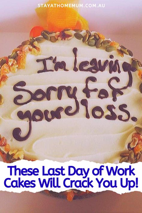 Well, leaving work isn’t always pleasant but you can lift up the mood with these cakes for sure. Whether it’s your or a co-worker’s last day of work, or someone you know is finally leaving their toxic job, you’ll find a cake that will perfectly show how you feel! Leaving Cake, Goodbye Cake, Farewell Cake, Fail Pictures, Fire Funny, Teacher Cakes, Coworker Humor, Last Day At Work, Cake Wrecks