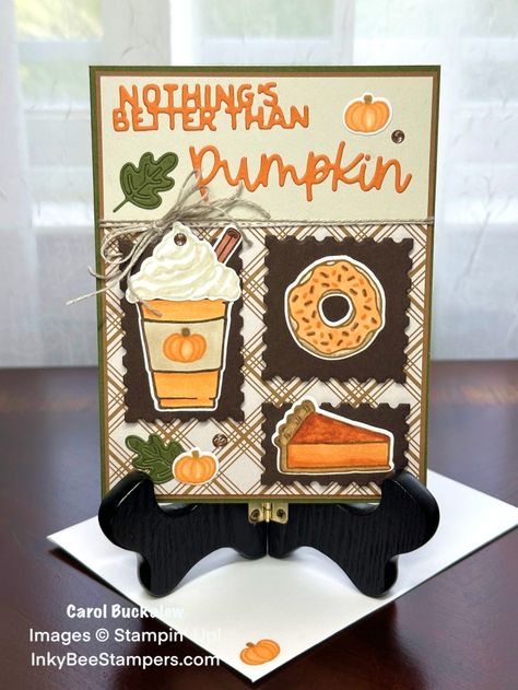 Stampin’ Up! More than Autumn Fall Card Fall Cards Handmade, Fall Greeting Cards, Art Impressions Cards, Pumpkin Images, Pumpkin Cards, Coffee Cards, Stamp Projects, Pocket Cards, Thanksgiving Cards