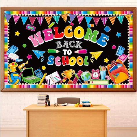 PRICES MAY VARY. Package includes: The back to school bulletin board decorations set contains 70 pieces of welcome back bulletin board cutouts, 16 pieces of pencil bulletin board borders, and 120 adhesive dots. Sufficient quantity to satisfy your decorative needs. Premium material: Our welcome back classroom bulletin board set is made of quality thick cardboard, well-printed and coated with glossy film on both sides, sturdy enough that these back to school cutouts won’t be tear or break easily. Back To School Boards Preschool, Welcome Back To School Bulletin Ideas, 1st Grade Decorations, Board Design For School, Welcome Back To School Decoration Ideas, Welcome Back To School Board, School Wall Art Ideas Classroom, Welcome Back To School Bulletin Boards, Classroom Welcome Boards