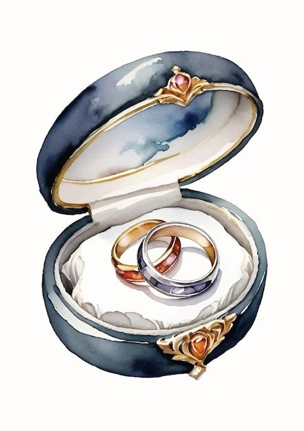 Two simple wedding rings in a jewelry bo... | Premium Vector #Freepik #vector #wedding #white-background #marry #watercolor Ring Married, Wedding Ring Drawing, Pearl Drawing, Diy Canvas Art Quotes, American Horror Story Art, Wedding Ring Icon, Simple Wedding Rings, Wedding Ring Vector, Bridal Card