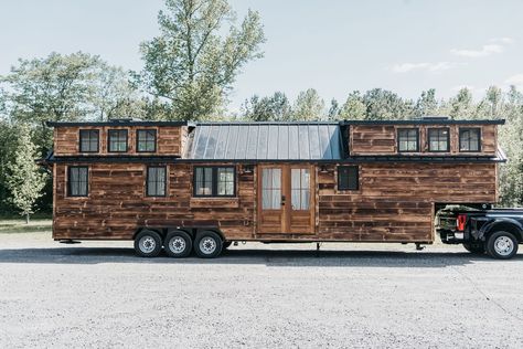 Timbercraft Tiny Homes Rustic Denali XL Model Rustic Tiny Home, Pre Manufactured Homes, Tiny Homes Interior, Tiny Home Floorplan, Timbercraft Tiny Homes, Tiny Home Plans, Loft Style Bedroom, Tiny Home On Wheels, Tiny House Talk