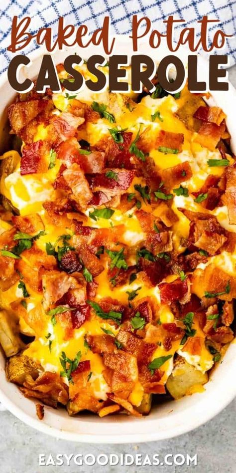 Leftover Baked Potatoes, Baked Potato Toppings, Loaded Baked Potato Casserole, Easy Healthy Dinner Recipes, Recipes Healthy Dinner, For Two, Baked Potato Casserole, Dinner Recipes Easy, Potato Toppings