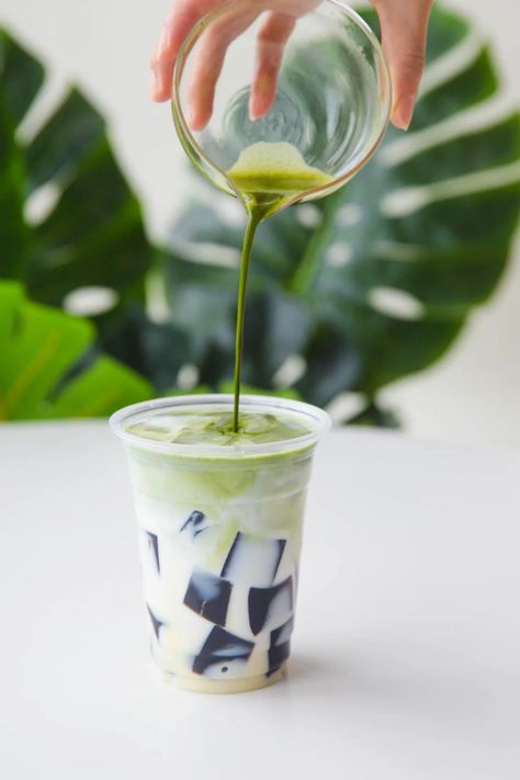 Grass Jelly from Powder Jelly Boba, Tea Jelly, Cafe Recipes, Matcha Coffee, Grass Jelly, Jelly Desserts, Coffee Jelly, Desserts Recipes, Boba Tea