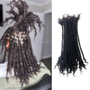 PRICES MAY VARY. 1.Hair Material: 100% Handmade Permanent Loc Extensions 0.4cm ,1B natural black.Full Handmade Human Hair Loc extensions.can be dyed, curly ends make styling more versatile, soft and comfortable, easy to take care of, light weight, no odor, beautiful hair, natural appearance, lasts a long time. 2.Easy to install: Dreamlock extensions with curly end Fashionable design, soft touch, easy installation, time-saving, suitable for beginners. 3.Packing: 20 strands/pack with Quality Dread Loc Extensions Curly Ends, Permanent Loc Extensions With Curly Ends, Loc Extensions With Curly Ends, Locs Extension Hairstyles For Women, Curly Ends Locs, Locks With Extensions, Locs Extensions Permanent, Human Hair Loc Extensions, Curly Loc Extensions