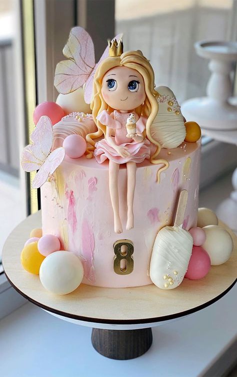 8th birthday cake Ideas | 8 year old birthday cake pictures Birthday Cake Ideas Girl, Old Birthday Cake, Cake Designs For Kids, 7th Birthday Cakes, 8th Birthday Cake, Candy Birthday Cakes, Girly Cakes, Unicorn Birthday Cake