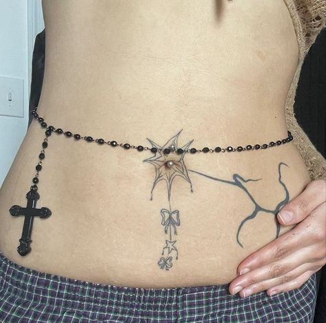 Virus2 Art, Chain Tattoo, Belly Tattoo, Belly Chain, Piercing Tattoo, Pretty Tattoos, Body Mods, Looks Style, Piercing Jewelry