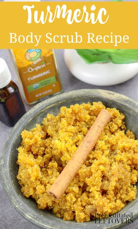 Make this DIY Turmeric Body Scrub Recipe at home using ingredients in your pantry. #diy #beauty #scrubs Homemade Turmeric Scrub, How To Make Turmeric Body Scrub, Diy Turmeric Scrub, Diy Tumeric Body Scrub Recipes, Turmeric Sugar Scrub Diy, Tumeric Body Scrub Diy Glowing Skin, Turmeric Body Scrub Diy, Diy Tumeric Scrub, Turmeric Body Scrub