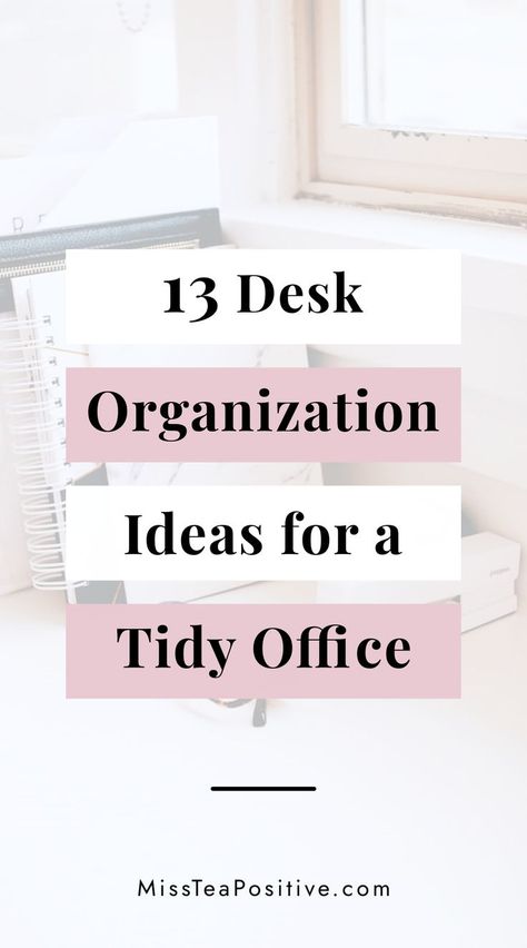 How to organize your desk? Here are 13 desk organizing hacks! These space saving ideas include computer desktop organization tips for your home office, cute ways to organize a small study table with no drawers in your room, how to organize cables and cords under desk at home or at work, and simple small desk organization ideas. Computer Desktop Organization, How To Organize Desk, Small Desk Organization Ideas, Cute Office Desk Accessories, Small Study Table, Small Desk Organization, Work Desk Organization, Desk Organization Ideas, Small Office Desk