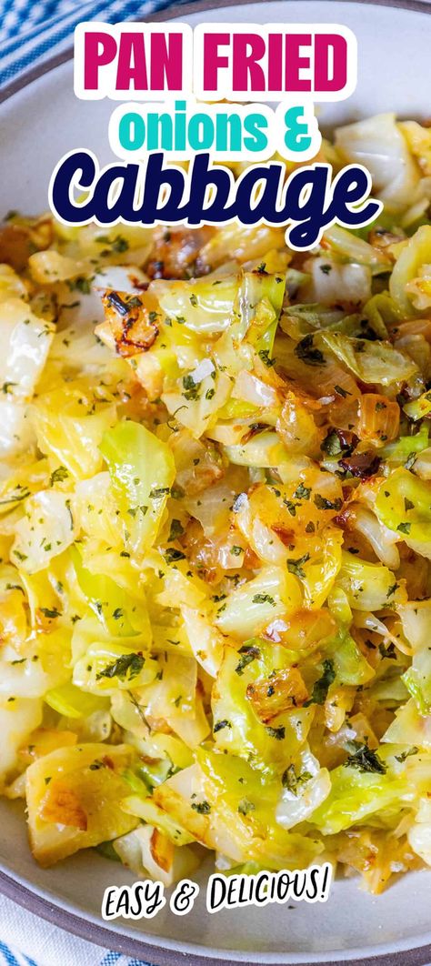 Easy Caramelized Cabbage - Delicious, buttery caramelized cabbage and onions are a salty, simple, and totally crave-worthy side dish! #caramelizedcabbageonions #sidedishes Spicy Pickled Cabbage, Cabbage And Onions Sauteed, Steam Cabbage Recipe, Sauteed Cabbage And Onions, Cabbage With Eggs Recipe, Potatoes And Cabbage Recipes, Cabbage And Potatoes Recipes, Skillet Cabbage, Caramelized Cabbage