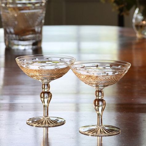 Crystal champagne saucersghkuk Glassware Cabinet, Champagne Saucers, Downton Abbey Fashion, Champagne Coupe Glasses, Vintage Champagne, Crystal Champagne, Crystal Glassware, Wine And Dine, Cumbria