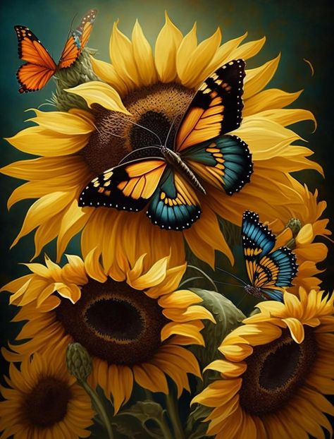 PRICES MAY VARY. [About This 1000 Piece Jigsaw Puzzle] Discover the fun of jigsaw puzzles with our challenging 1000 piece "Painted Sunflower Butterfly" - a stunning piece to frame! [The perfect gift] The puzzle measures 29.6x19.7 inches. Designed for jigsaw puzzle enthusiasts of all ages, this puzzle helps develop concentration and creativity in play! [Positive Benefits] The high piece count jigsaw provides more entertainment and a greater challenge for advanced puzzlers. Ideal as a gift, to enj Sunflowers With Butterflies, Butterflies And Sunflowers, Painted Sunflowers, Painting For Adults, Pictures Of Flowers, Sunflower Sublimation, Sunflower Images, Sunflower Butterfly, Gem Art