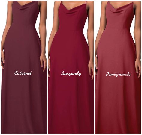 Wine Colour Bridesmaid Dresses, Shades Of Maroon Bridesmaid Dresses, Shades Of Burgundy Bridesmaid Dresses, Wine Colour Combination Dress, Cabernet Wedding Colors, Kebaya Burgundy, Cabernet Wedding, Azazie Burgundy, Cabernet Dress