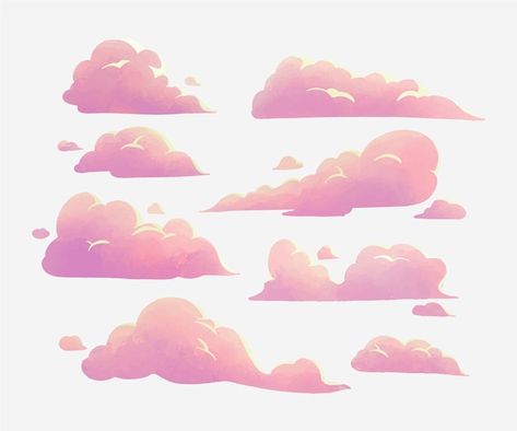 Pink Clouds Illustration, Cloud Illustration Art, Pink Clouds Drawing, Cloud Illustration Drawing, Coloring Clouds, Drawings Of Clouds, Clouds Art Drawing, Cloud Illustration Design, Illustrative Clouds