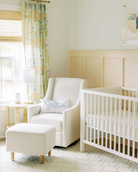 No June gloom around here! This nursery's butter yellow walls, paired with our Ida Woven Crib, make for a space that's always sunny and bright🌞 Thanks for sharing, @sarahkatephotographync! Butter Yellow Nursery, Yellow Board And Batten, Pastel Yellow Nursery, Light Yellow Nursery, Yellow Girl Nursery, Butter Yellow Walls, Pale Yellow Nursery, Yellow Nursery Ideas, Pink And Yellow Nursery