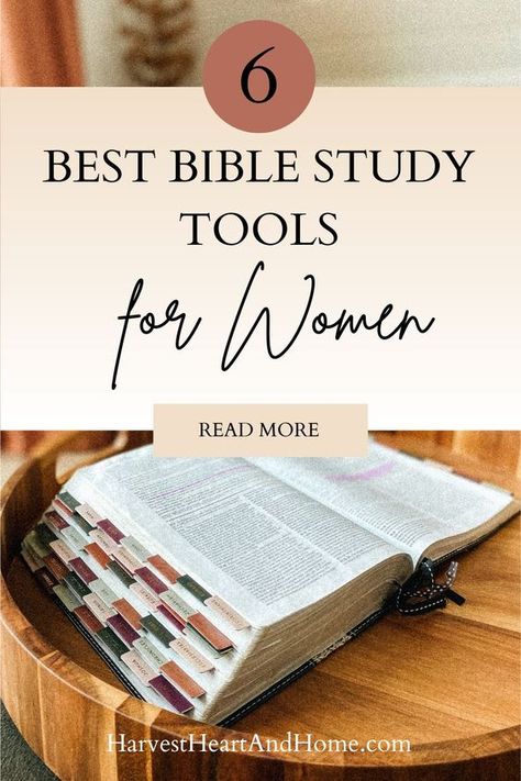 The best Bible study tools every Christian woman should use.  Easy and simple tools for diving deeper in your knowledge of God’s Word as you grow your faith as a Christian woman, wife, and mother.  #Biblestudytools #Christianwomen #Biblestudytips Best Bible Study Tools for Christian Women | Harvest Heart & Home Christian Blog Daily Bible Study For Women, Bible Study Plans For Women, Study Bible For Women, Catholic Bible Study, Free Bible Study Printables, Best Study Bible, Bible Studying, Grow Your Faith, Bible Studies For Beginners