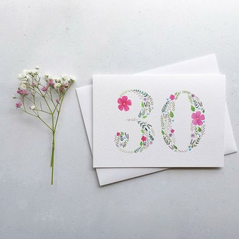 30th Birthday Card, Watercolor Birthday Cards, Hand Lettering Cards, 30th Birthday Cards, Birthday Card Drawing, Make Someone Smile, Watercolor Birthday, Bday Cards, Paint Cards