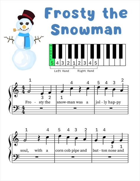 Frosty The Snowman made for little fingers. Sing along as you play this classic holiday favorite! Corn Cob Pipe, Music Activities For Kids, Beginner Piano, Frosty The Snowman, Corn On Cob, Frosty The Snowmen, Music Activities, The Snowman, Classic Holiday