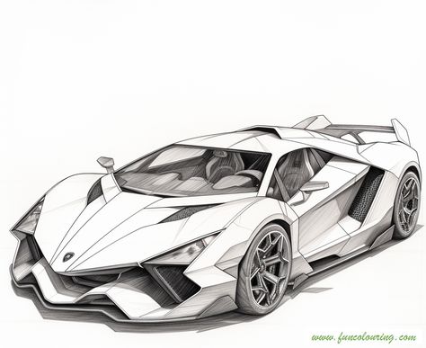 Free printable coloring page of Lamborghini Egoista Corvette Coloring Pages Free Printable, Car Drawing Lamborghini, Lambo Drawings, Bugatti Coloring Pages, Cars For Drawing, Sports Car Coloring Pages, Lamborghini Outline, How To Draw A Lamborghini, Art Cars Drawing Sketches