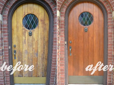 Going to try to restain my door soon also. Hope it looks as good as this one! Exterior Wood Door, Door Projects, Old Wood Doors, Restore Wood, Wood Exterior Door, Wood Front Doors, Wooden Front Doors, Front Door Colors, Exterior Wood