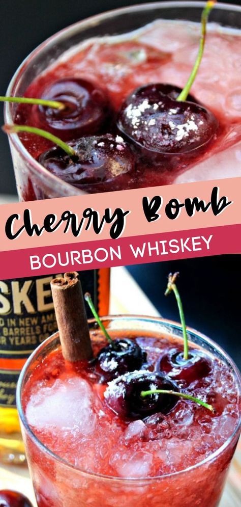 The best cherry whiskey that is sweet and tart! The cherry and bourbon are like best friends, they make a great combination. This is the perfect easy recipe to make for your summer barbecue parties! Save this pin in your Yummy Drinks board! Cherry Whiskey, Bourbon Cherries, Bourbon Drinks, Yummy Alcoholic Drinks, Tasty Drinks, Beverage Recipes, Refreshing Summer Drinks, Boozy Drinks, Whiskey Sour