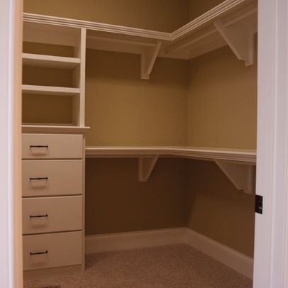 Corner Closet Design Ideas, Pictures, Remodel, and Decor Walk In Closet, Closet Organization, Walk In, Drawers, Shelves, Bedroom, Square, Closet, White