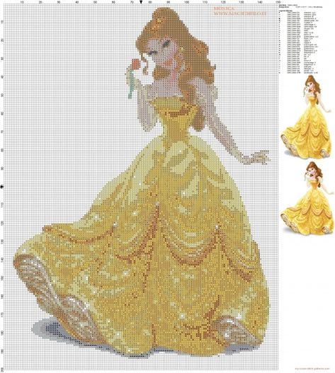 Princess Belle cross stitch pattern (click to view) Beauty And The Beast Cross Stitch, Stitch Character, Disney Cross Stitch Patterns, Hook Rug, Cross Stitch For Kids, Stitch Cartoon, Cross Stitch Love, Disney Cross Stitch, Cross Stitch Needles