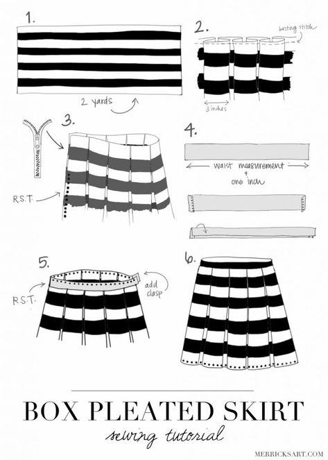 BOX PLEATED SKIRT TUTORIAL | Merrick's Art | Merrick's Art Pleated Skirt Tutorial, Pleated Skirt Pattern, Box Pleated Skirt, Merricks Art, Box Pleat Skirt, Skirt Tutorial, Sew Ins, Diy Skirt, Kleidung Diy