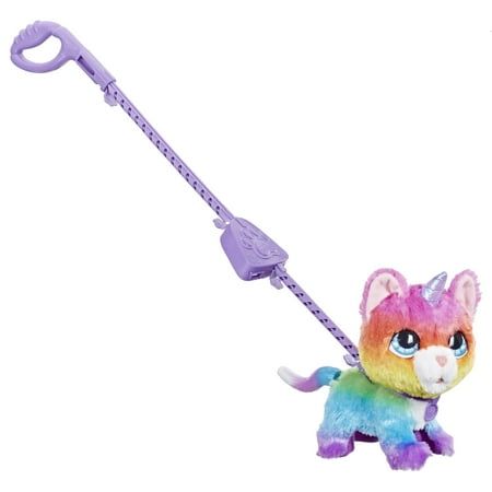 Pet walkers wanted! This exotic, colorful unicorn-cat pet comes with a detachable leash to walk her across the floor. Just push her along by her leash and shell move forward with her wobbling head, signature bouncy walk, and spring-activated tail motion. She also makes magical pet sounds, making the walk all the more amazing. Lets take a stroll around the house! furReal and all related characters are trademarks of Hasbro. Size: One Size.  Color: Multicolor. Easter Sewing, Disney Princess Toys, Pet Sounds, Fur Real Friends, 10 Birthday, Shirt Stripes, Princess Toys, Unicorn Cat