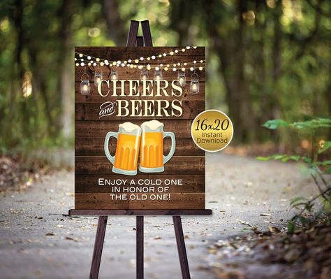 Cheers And Beers Birthday, 30th Birthday Sign, Wood Lanterns, Birthday Bar, Beer Theme, Beer Birthday, 50th Party, Happy 30th, Happy 50th Birthday