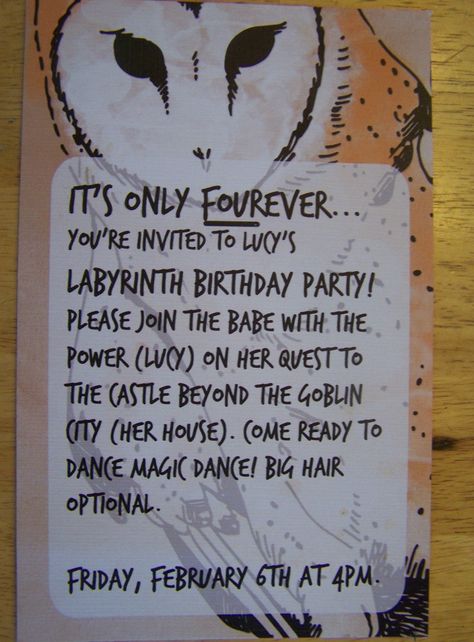 Labyrinth party invitation Labrynth Birthday Party, Labyrinth Ideas, Labyrinth Party, Labyrinth Wedding, Bowie Birthday, Labyrinth Ball, Jim Henson Labyrinth, Labyrinth Movie, Goblin King