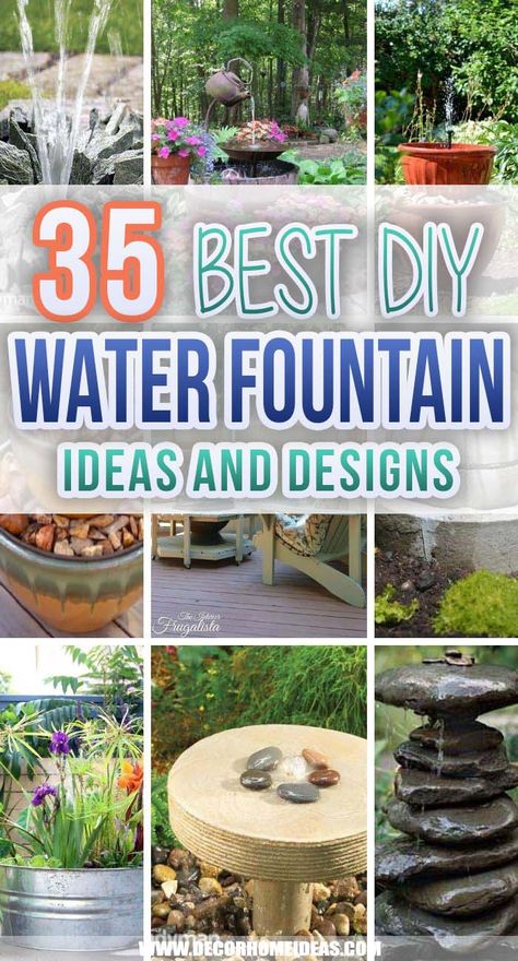 Best DIY Water Fountain Ideas. Make your garden even more inviting and appealing with one of these DIY water fountain ideas. They are inexpensive and easy to make. #decorhomeideas Water Fountain Ideas, Patio Water Fountain, Oasis Decor, Garden Fountains Outdoor, Backyard Water Fountains, Patio Water Feature, Patio Fountain, Fountain Ideas, Diy Water Feature