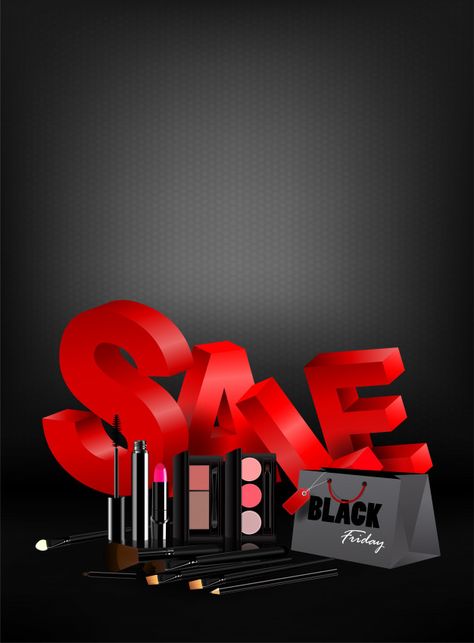 Black Friday Shopping Bags, Black Friday Cosmetics, Friday Makeup, Black Friday Makeup, Makeup Backgrounds, Black Friday Design, Psd Icon, Marketing Template, Black Friday Shopping