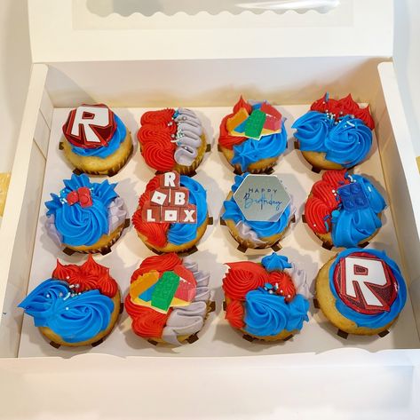 Roblox cake & cupcakes 🎮 . . . #robloxcake #robloxcupcakes #robloxbirthdayparty #kiddbirthdaycake #nccakes Roblox Cupcakes, Roblox Cupcake, Roblox Cakes, Roblox Cake, Cake Cupcakes, Cakes Cupcakes, Cupcake Cakes, Birthday Parties, Cupcake