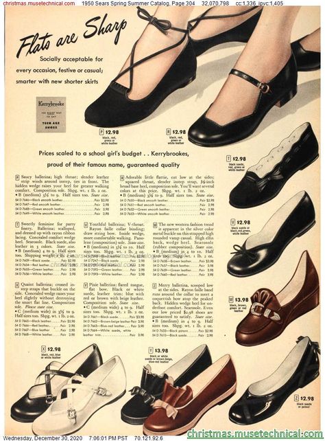 1950 Sears Spring Summer Catalog, Page 304 - Christmas Catalogs & Holiday Wishbooks 1950s Christmas Party, 1950s Fashion Trends, 1940s Women, Century Shoes, 1950s Fashion Dresses, 1950’s Style, 1950s Christmas, Easter Fashion, Christmas Party Outfit