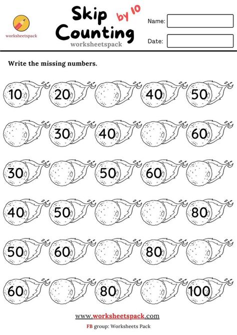 Free counting worksheets. Count By 10s Worksheet, Skip Counting By 10, Count By 10s, Counting By Tens, Skip Counting By 5, Skip Counting Activities, Skip Counting Worksheets, Counting Worksheets For Kindergarten, Counting By 10