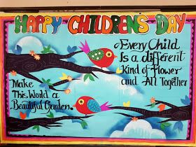 Art ,Craft ideas and bulletin boards for elementary schools: Children's day Bulletin board , Happy Children's Day Children's Day School, Bulletin Boards For Elementary, Children's Day Activities, Soft Board Decoration, Display Boards For School, Children's Day Poster, Art Craft Ideas, Children Day, School Board Decoration